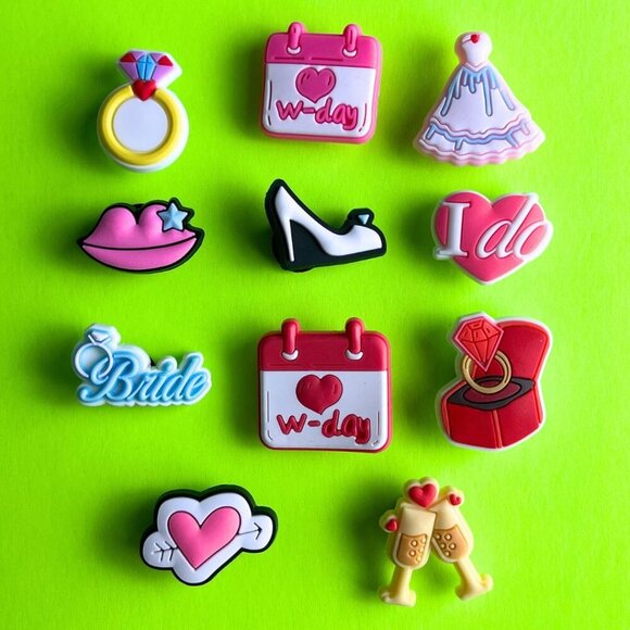 Wedding Crocs Shoe Charms Set of 11 - jibbitz Charms - Picture 1 of 3